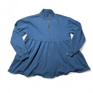 Lazy Oaf Womens Blue High Neck Peplum 1/4 Zip Sweatshirt Size 14 Pullover